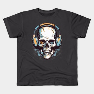 Skull with headphones Kids T-Shirt